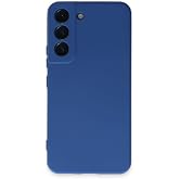 KZY İletişim Samsung Galaxy S22 ile uyumlu Kapak Kamera Korumalı I&ccedil;i Kadife Lansman Silikon Kılıf - Lacivert