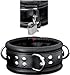 Produktbild High Quality Bondage Erotik echt Leder Halsband gepolstert mit Ringe schwarz abschließbar inkl. Schloss