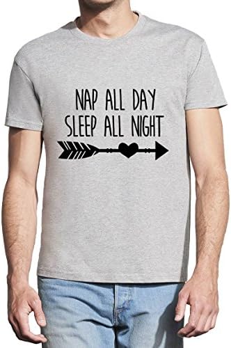 Nap All Day Sleep All Night Funny Life Quote Design Men Grey T-Shirt - X-Large