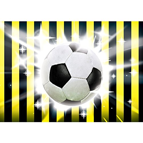 Vlies Fototapete PREMIUM PLUS Wand Foto Tapete Wand Bild Vliestapete - Fußball Ball Sterne Soccer Schwarz Gelb - no. 1035, Größe: 254 x 184 cm Vlies