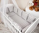 Baby Bettwäsche Design II: Pünktchen grau Nestchen Bettset 100x135 für Babybett Decke Kissen Bettumrandung