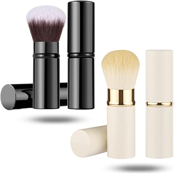 2er Set Einziehbare Make-up-Pinsel – Teleskopierbar, Kabuki-Form, Für Puder & Foundation