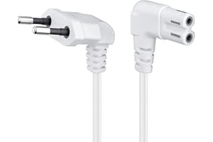 CABLEPELADO Cable de alimentación IEC-320 acodado - C7 acodado | Sección 0.75 mm² | Compatible con Samsung, Philips, LG Sony Sharp Panasonic, Sky High Tech TV PS4 | Blanco | 3 Metros