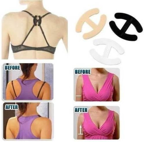 4 x Bra Back Clip Strap Cleavage Breast Lift Bosom Enhancer Extender Maternity No Sewing - Choice of Style (4x H Shape)