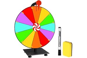 TGKYK Rueda de la Fortuna, 30cm Juego Rueda de la Fortuna con 12 Ranuras de Colores, Rueda de Premio con Borradores y Marcadores, Rueda de la Fortuna para Girar para Carnaval, Fiesta de Juegos