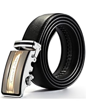 KS Herren Schwarz Leder Gürtel Jeansgürtel Automatikschließe 120cm KB015