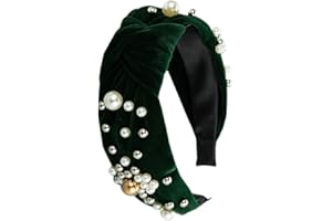 HUANMAYE Crystal Rhinestone Headbands Velvet Padded Wide Headwear Diamond Beaded Bling Hairbands Non-slip Hard Headbands for Women Girls Daily Wearing Party Wedding Hair Accessories (Pearls)