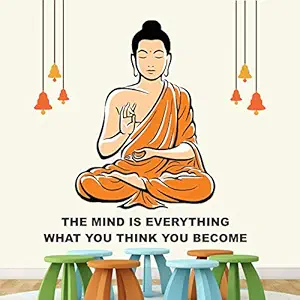 StickMe The Mind is Everything-What You Think You Become-Buddha Inspirational Motivational Quotes Wall Sticker SM736 (Multicolour, PVC Vinyl, 95 X 85 cm)