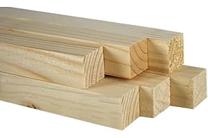 CHELY INTERMARKET Palos Madera 1x1x83cm Pack 12 Listones Naturales Para Bricolaje Carpintería Manualidades Proyectos DIY Corte Preciso Artesanía Decoración Construcción Tallado Lijado