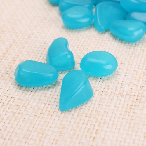 250g ca. 100 St. Blau Leuchtsteine Leuchtkiesel leuchtende Kiesel Aquarium Garten Deko - 3