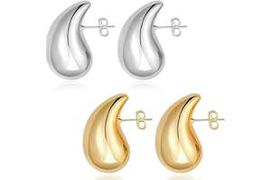 Aucuu Chunky Ohrringe, 18k Ohrringe Dupes für Damen, Hypoallergene Waterdrop Earrings, Creolen Ohrringe, Modeschmuck Ohrringe für Frauen und Mädchen Geschenke
