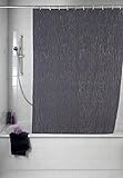 Wenko 21639100 Duschvorhang Deluxe Grau - mit glänzenden Applikationen, Waschbar, 100% Polyester, Dunkelgrau