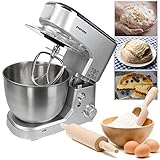 küchenmaschine knetmaschine food processor wancle stand mixer mit 5.5 liter Mit dieser Küchenmaschine geht das Kneten und Rühren von bis zu 2 kg Teig fast wie von alleine. Die rutschfesten Gummifüße sorgen für sichere Stabilität.
