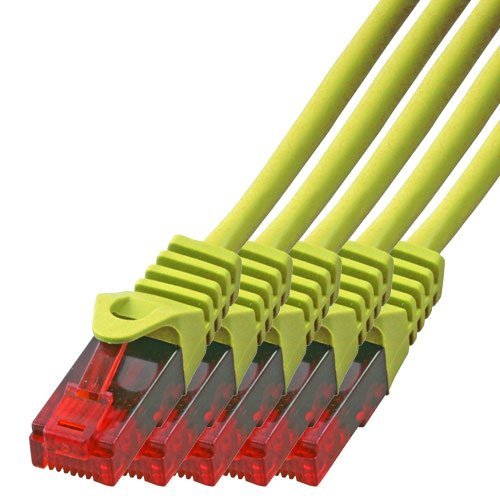 BIGtec - 5 Stück - 0,15m Gigabit Netzwerkkabel Patchkabel Ethernet LAN DSL Patch Kabel gelb ( 2x RJ-45 Anschluß , CAT.5e , kompatibel zu CAT.6 CAT.6a CAT.7 ) 0,15 Meter