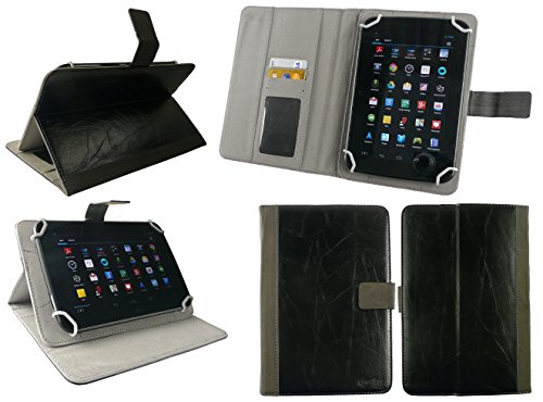 Emartbuy® Colorfly E708 Pro 3G 7 Zoll Tablet Universalbereich Schwarz Distressed PU LederMulti Angle Exekutiv Folio Mappen Kasten Abdeckung mit Kartensteckplätze + Schwarz Eingabestift - 2
