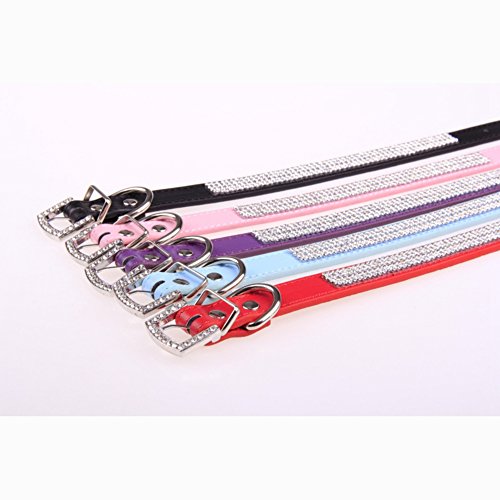 2-Rows-Rhinestone-Bling-Heart-Studded-Leather-Dog-Collar-For-Small-Or-Medium-Pet-Collar-Assorted-Colours