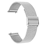 SUPERB MATERIAL & CLASP ACTUALIZADO: Hecho de malla de acero inoxidable de primera calidad con pulido fino, hermoso y lujoso, suave, transpirable y cómodo de usar. No tiene bordes afilados, y para tocar su piel como fluido. Además, el cierre desplegable se ha mejorado para que se "doble" y se doble de forma clara, firme y duradera. Nunca te preocupes por romperte o caerte.