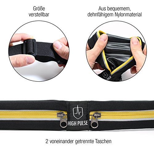 High Pulse Laufgürtel – Multifunktionale Bauchtasche zum Verstauen Ihrer Wertsachen beim Sport oder Reisen - 2