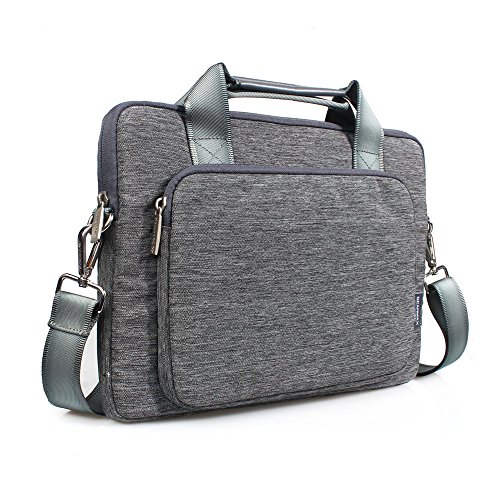 WIWU Segeltuch Aktentasche Laptop Tasche Beutel mit Handgriff und Schultergurt Handtasche Aktenkoffer für Macbook Pro / Tablet / Notebook Business Schutzhülle Wasserdicht (Grau, 15,4 Zoll)
