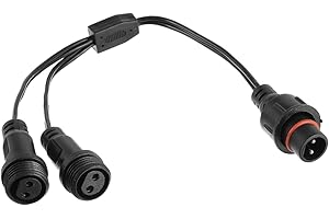 HUAREW 1 a 2 Distribuidor de cadena de luz IP65 resistente al agua,2 pines cable de extensión para exteriores, luces navideñas, luces de cortina, luces de red, luces de globo G40