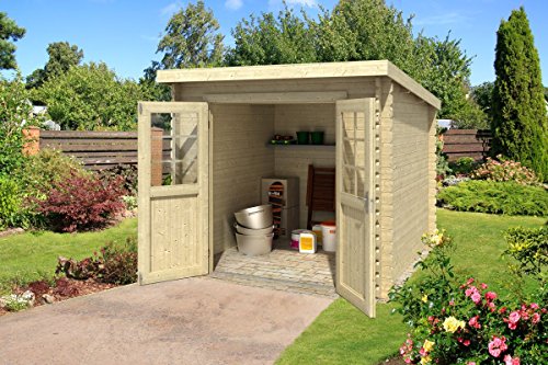 Gartenhaus G237 - 28 mm Blockbohlenhaus, Grundfläche: 4,03 m², Pultdach