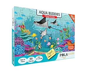 Pola Puzzles Aqua Buddies 60 Pieces Tiling Puzzles (Jigsaw Puzzles, Puzzles for Kids, Floor Puzzles), Puzzles for Kids Age 5 Years and Above. Size: 37 cm X 24 cm
