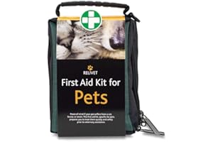 Reliance Medical Kit di primo soccorso per animali domestici, cura essenziale per cani e gatti, ideale per viaggi, campeggio, uso domestico, include soluzione salina, bende, borsa in tessuto