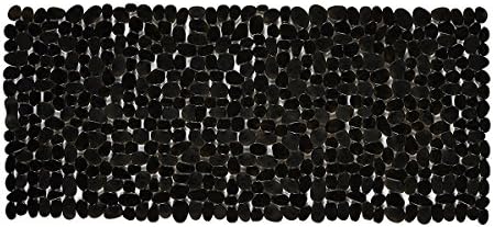 Bathsafe Extra Long Non Slip Pebbles Bath Mats Anti Bacterial Shower Mat Anti Slip Suction Cups Bathtub Mats,Machine Washable Tub Mats,88x40CM,Black