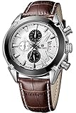 Findtime Herrenuhr Chronograph Analog Quarz Leder Armband Outdoor Militär Multifunktion