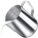 YYP Milk Jug [3 Measurement Scales, Including Cup, ML, OZ Scale] - 304 Stainless Steel Steaming Frothing Pitcher for Coffee M