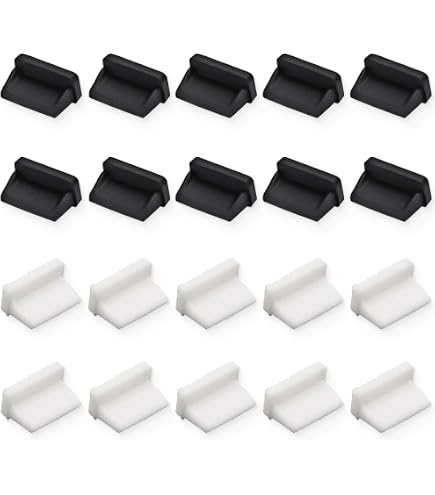 36 Tappi Antipolvere In Silicone Per Porte USB Tipo C, Micro USB, USB A (6 Tipi, Bianco/Nero)