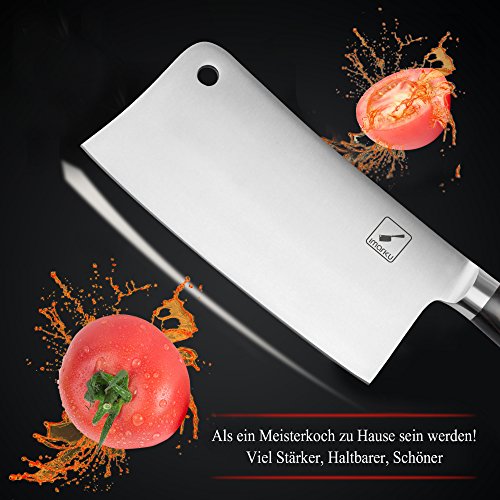 Hackmesser, Imarku 18 cm Chinesisches Kochmesser, Chefmesser aus Hochwertigem Spezialedelstahl mit Holzgriff, Hackbeil für Küchen und Haushalt - 6
