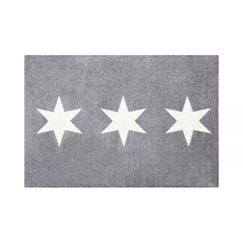 Gift Company - waschbare Fußmatte, Fußabtreter, Türmatte - Sterne, Stars - Grau - 66 x 90 cm