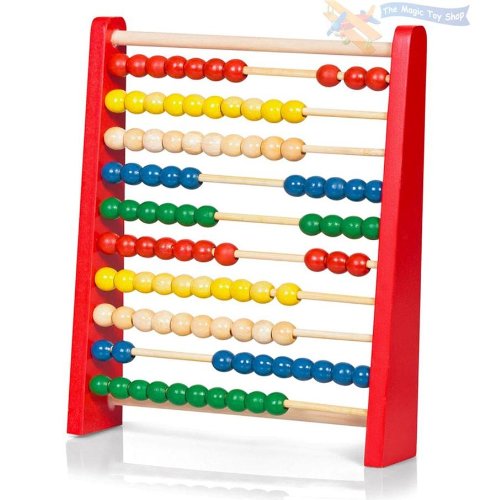 Childrens Large Wooden Bead Abacus Counting Frame - Educational Maths Toy