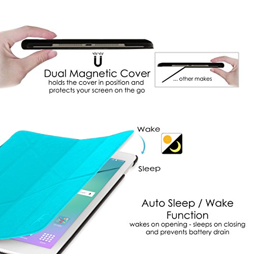 Forefront Cases® Neue Origami Hülle Tasche Case Cover für Samsung Galaxy Tab S2 9.7 T810N – Rundum-Geräteschutz und intelligente Auto-Sleep-Wake-Funktion – inkl. Eingabestift und Displayschutz - 6