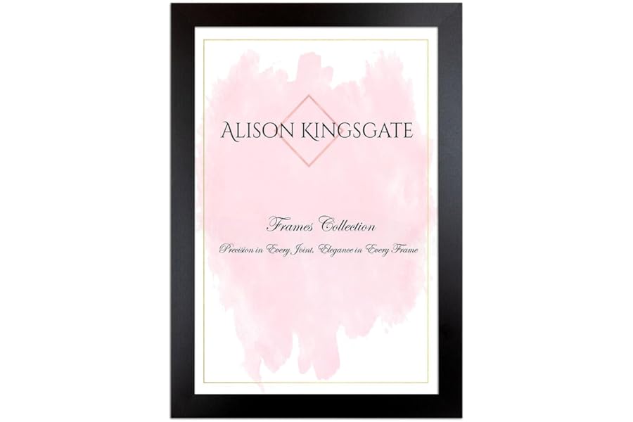 Alison Kingsgate Sleek 12X8 Picture Frame - Engineered Wood with Shatterproof Perspex Front -Perfect for Photos, Posters, Certificates -Suitable for Wall Mount or Tabletop Display - Black