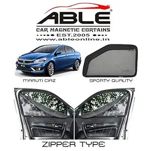 Able Sporty Car Magnetic Sun Shade Curtains with Zipper for Maruti CIAZ Set of 4