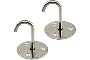 SEERAPHEE Viti a base rotonda in acciaio inox per montaggio a soffitto, gancio per ventilatore a soffitto, per yoga e piante da appendere, diametro 70 mm, 2 pezzi