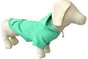 Lovelonglong Blank Basic Hoodie Sweatshirt for Dogs 100% Cotton Fits Small Medium Dachshund Large Dog Turquoise D-S