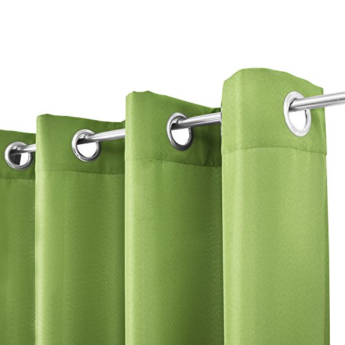 Beautissu® Blickdichter Ösen-Vorhang Amelie – 140×175 cm Grün Uni – Dekorative Gardine Ösenschal Fenster-Schal - 2