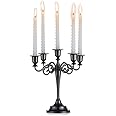 Sziqiqi Black Metal Candle Holder 5-arms Candle Stand 27cm Tall Wedding Event Candelabra Candle Stick, Black