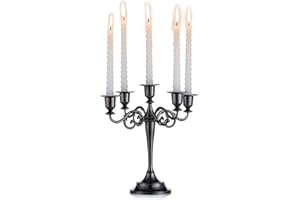 Sziqiqi Black Metal Candle Holder 5-arms Candle Stand 27cm Tall Wedding Event Candelabra Candle Stick, Black