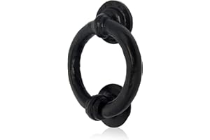 XFORT Smith's Range Black Antique Ring Door Knocker, tradizionale anello nero per porta d'ingresso, mobili esterni antichi estetici, battente in ghisa.