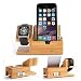Produktbild Apple Watch Ständer mit USB 2.0 Hub, Hapurs 2 in 1 iWatch Bamboo Holz Ladestation Ladestation Cradle Halter mit 3 Ports USB 2.0 Hub für Apple Watch 38mm 42mm & iPhone & andere Smartphones