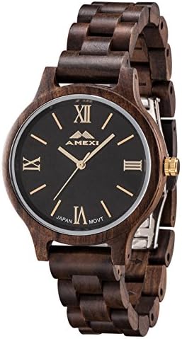 Amexi Wooden Watch for Men Women Unisex Handmade Wooden Wrist Watch With Japanes Quartz Movement, Roman Numeral Display