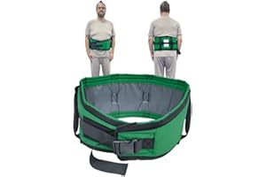 Ehucon Transfergürtel Ganggürtel für Senioren, Transfergürtel mit gepolsterten Griffen, Transfergalgengurt für ältere Menschen beim Bewegen oder Transferieren (Grün, Große Größe)