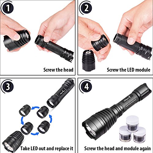 Odepro Langstrecken Jagd Taschenlampe Mit Rot Grün IR850nm Weiß ersetzbar Cree LED und Fernschalter Für die Jagd - 4