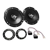  LSP-Set: JVC - CS-J620X - 300Watt / 30Watt RMS 2-Wege Koaxial - Lautsprecher-Paar + Lautsprecherkabel und Ringe für VW Golf V ◦Transporter T5 ◦Touran Einbauort: Fronttür