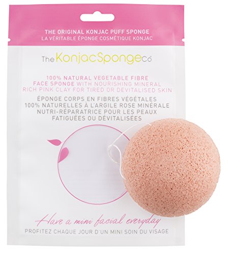 Konjac Sponge Puff with Added Pink French Clay