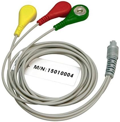 3-Lead ECG Cable for Heal Force Prince 80B, 80A, 180B(3 Wire ECG Cable Connector for Heal Force Portable ECG Sensors)